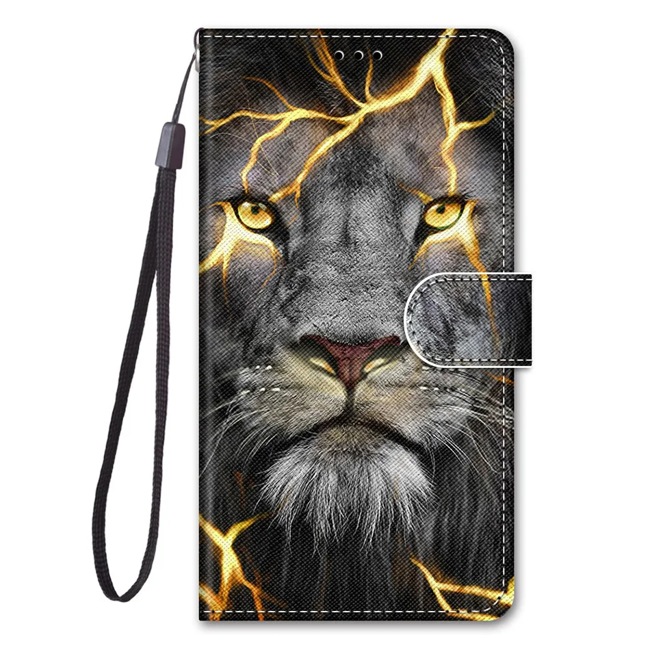 Lion Cat Butterfly Painted Flip Leather Phone Case For Huawei Honor 8 9 10 Lite Mate 20 Lite Wallet Card Holder Stand Book Cover phone dry bag