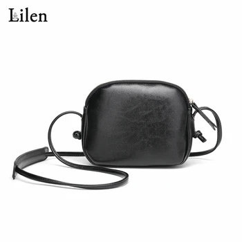 

LILEN Retro Oil Wax PU Leather Solid Color Shell Bag Women Simple Shoulder Mini Messenger Small Bag