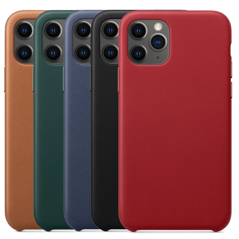 

Original Official Style Metal Button Real Leather Case Luxury Protective Cover Cases For Apple iPhone 11 Pro Max