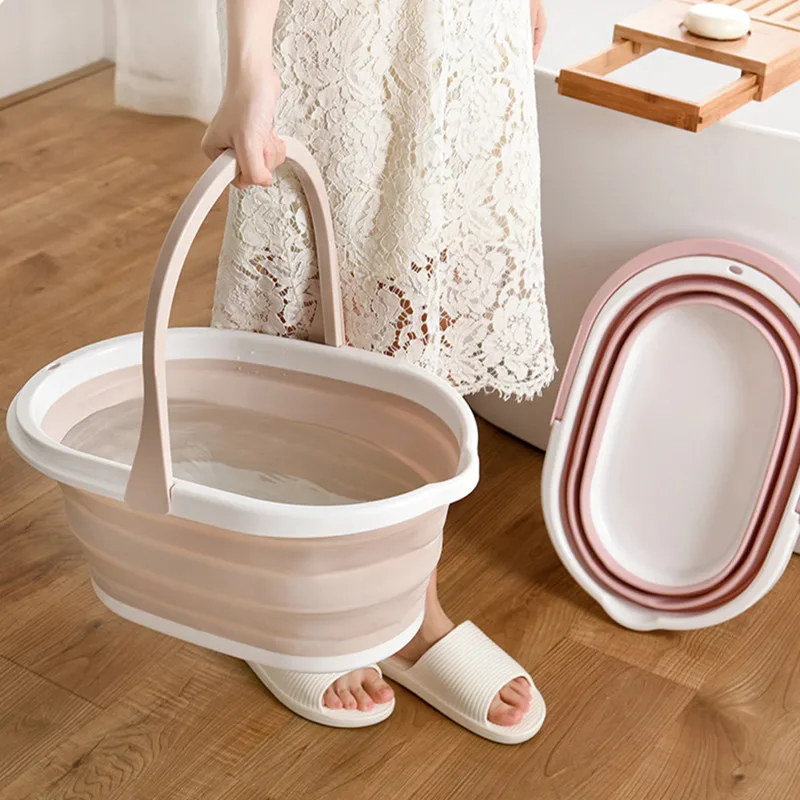 Mom's Hand Folding Water Bucket Thicken Foot Bath Bucket Multifunction Portable Fishing
