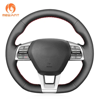 

MEWANT Black Artificial Leather Car Steering Wheel Cover for Hyundai Sonata 9 2015 2016 2017 (3-Spoke)