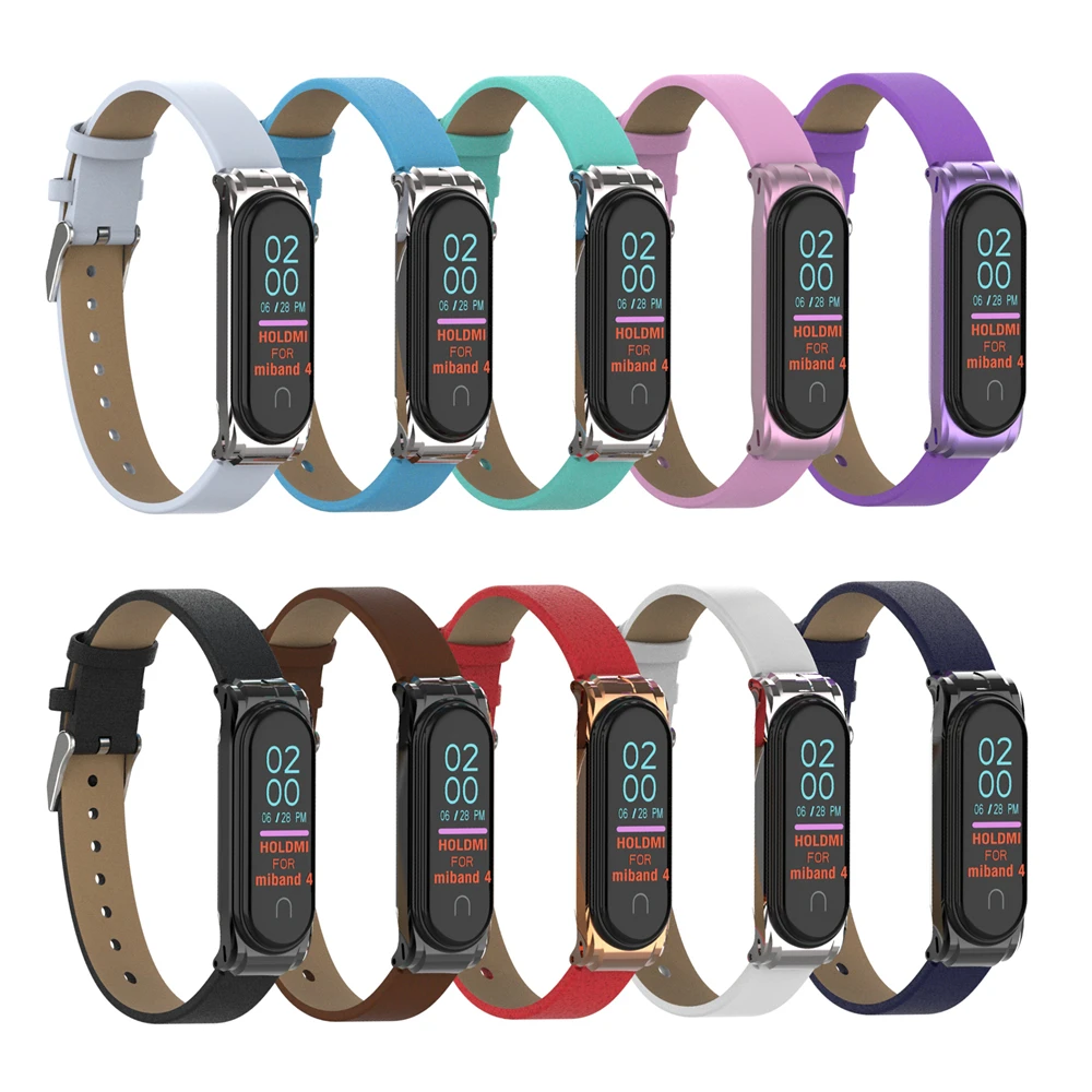 

New Fashion Silicone Metal Frame Replacement PU Leather Bracelet Strap Watch Wrist Bracelet