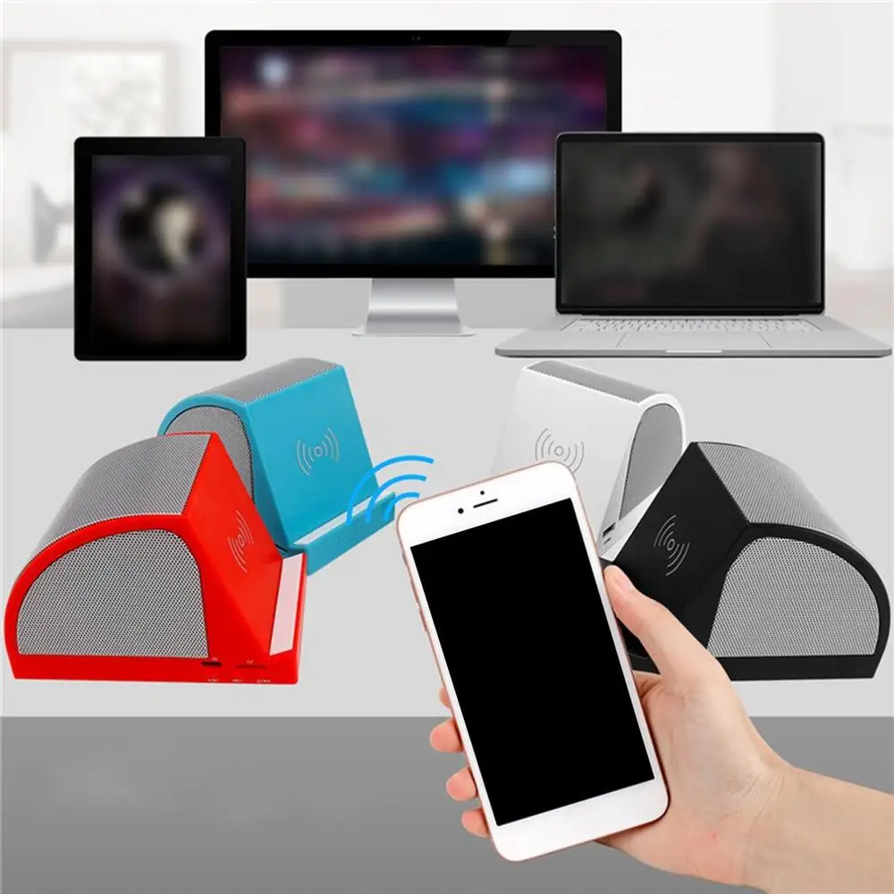 Qi Быстрое беспроводное зарядное устройство bluetooth динамика стерео держатель телефона Мобильная мощность Быстрое беспроводное зарядное устройство беспроводной стерео сабвуфер