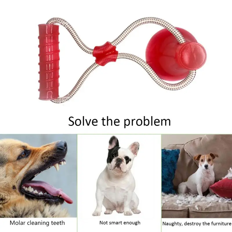 Pet Dog Interactive Molar Chew Toy Self-playing Rubber Ball With Suction Cup Teeth Cleaning Tools For Dogs Honden Speelgoed