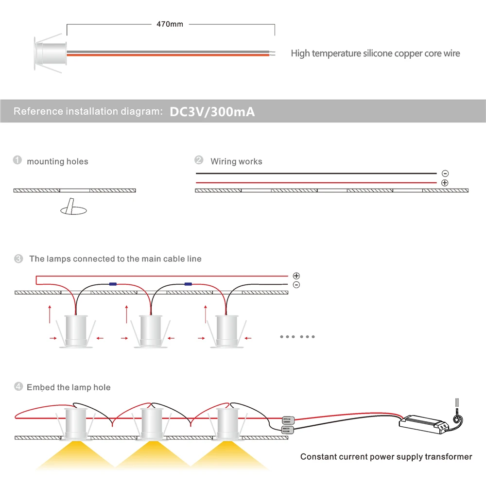 1W Mini LED Spotlight Ceiling Spot Light Recessed Downlight Showcase Kitchen Cabinet Stair Spot Light DC12V/3V Dimmable Foco Led