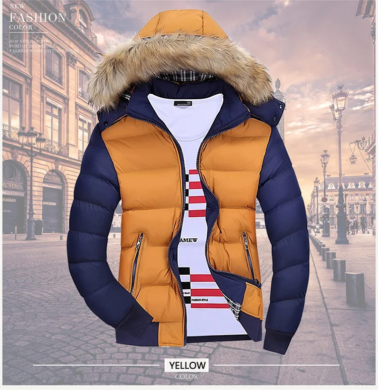 Мужские зимние куртки, толстая парка с капюшоном и меховым воротником, мужские пальто, повседневные мужские куртки с подкладкой, мужская теплая одежда, военная качественная C206