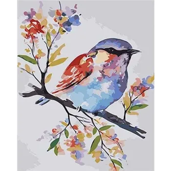 

Painting By Numbers DIY Dropshipping 40x50 60x75cm Cute Color Bird on Tree Branch Canvas Wedding Decoration Art picture Gift
