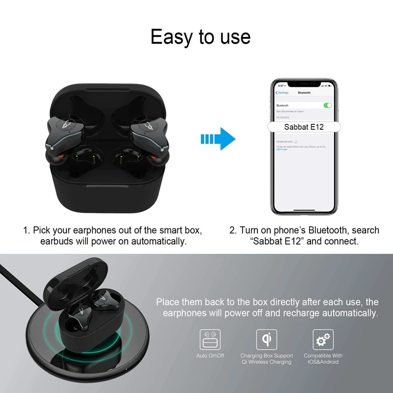 Sabbat E12 TWS Bluetooth 5,0 Беспроводная гарнитура HiFi стерео наушники спортивные наушники Беспроводная зарядная коробка