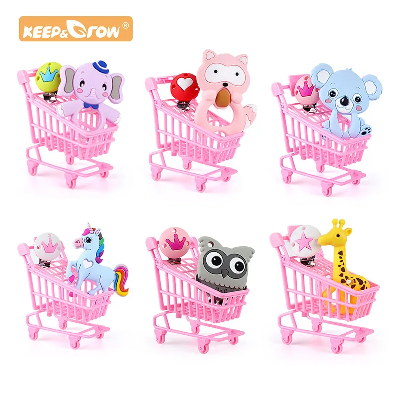 

Keep&Grow Baby Teether Pacifier Clip BPA Free Teething Toy Animal Koala Owl Elephant Baby Ring Teether Silicone Beads DIY Chain