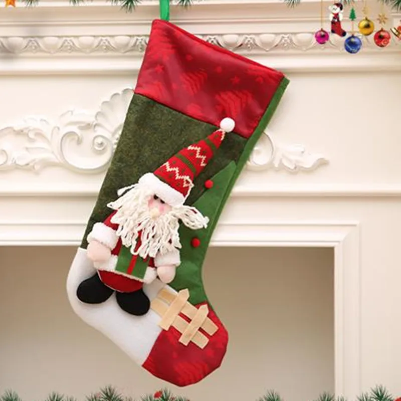 Рождественский чулок Санта мешки конфеты драги яблоко подарочные сумки рождественские украшения для дома год Navidad подарки - Цвет: Santa stocking