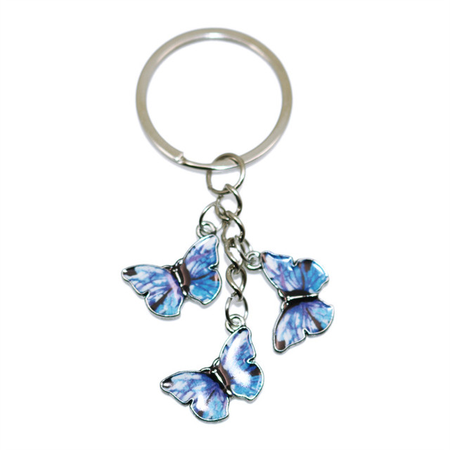 Styles Enamel Colorful Butterfly Pendant Keychain Insects Car Key Rings Women Bag Accessories Jewelry Christmas Xmas Gifts