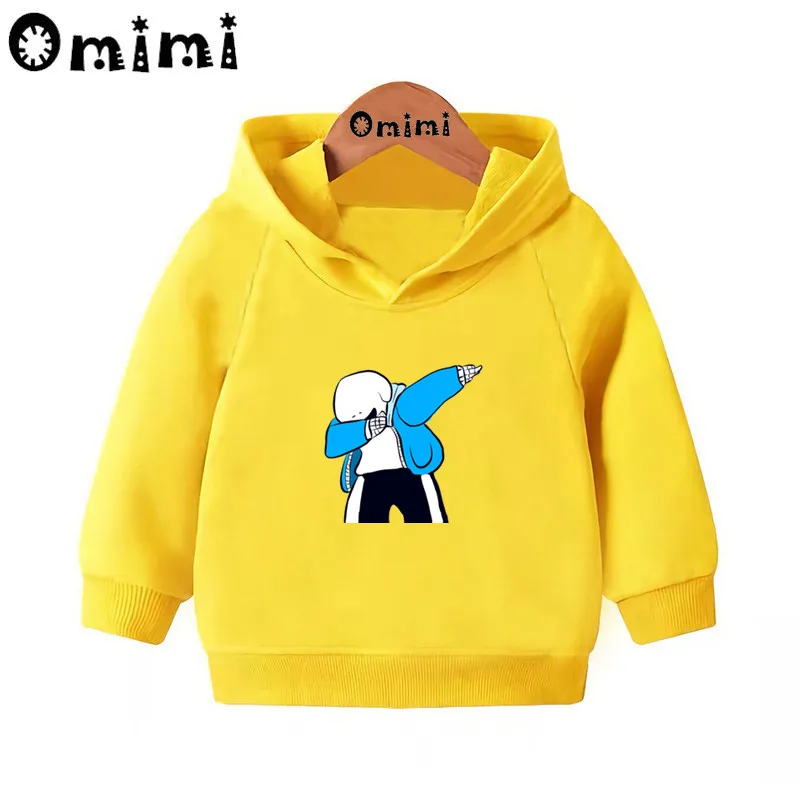 Толстовки с героями мультфильмов «Dabbing Undertale Sans»; детские толстовки с капюшоном; крутой пуловер для малышей; топы для девочек и мальчиков; осенняя одежда; KMT3053 - Цвет: Yellow-3053K