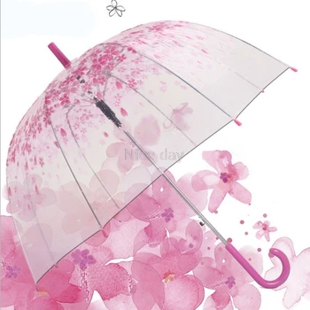 

Romantic Transparent Clear Flowers Bubble Dome Umbrella Half Automatic For Wind Heavy Rain F17 20 dropship