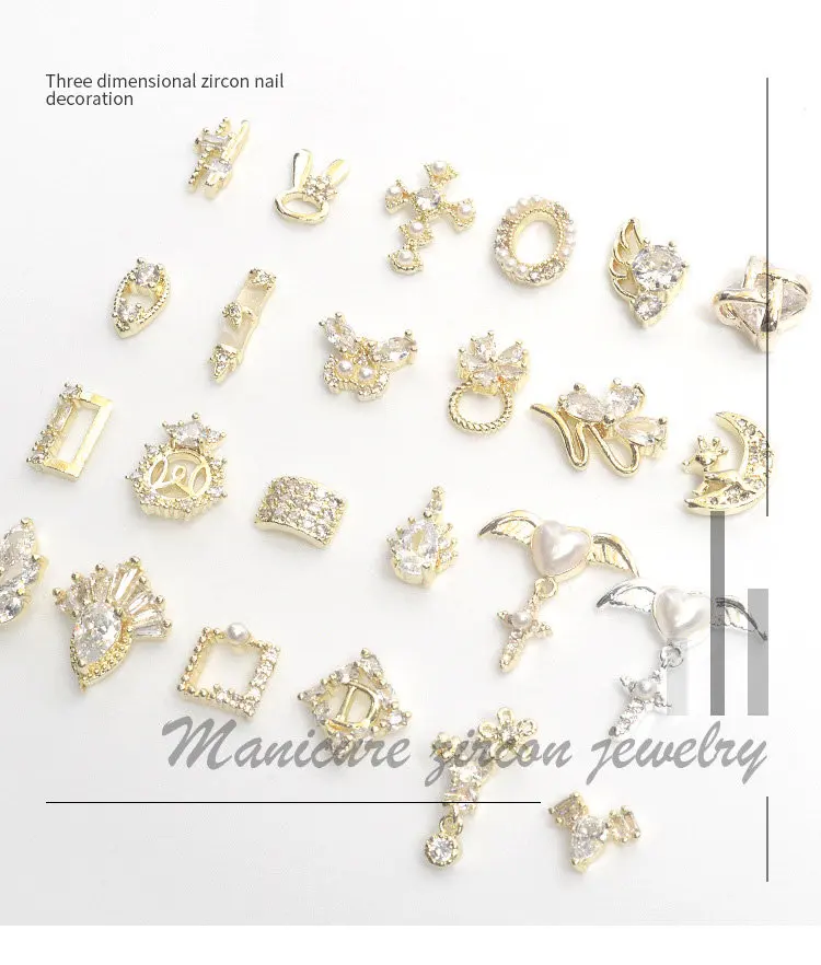 10 teile/los 3d Kreuz flügel Zirkon kristalle Legierung Strass Schmuck Schmuck Nail Art Dekorationen Nägel Zubehör Charms liefert g1644 – Detail 1