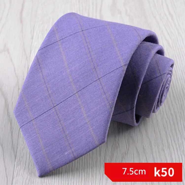 7 см или 7,5 см тонкий мужской костюм хлопок галстук зеленый синий плед полосатый галстук для мужчин Бизнес Свадьба Для худой шеи галстуки аксессуары - Цвет: K50