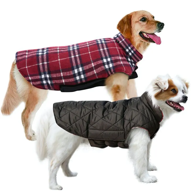 Уютный водонепроницаемый ветрозащитный двусторонний клетчатый жилет для собак в британском стиле зимние пальто теплый костюм для собак для холодной погоды куртки для собак XS-3XL