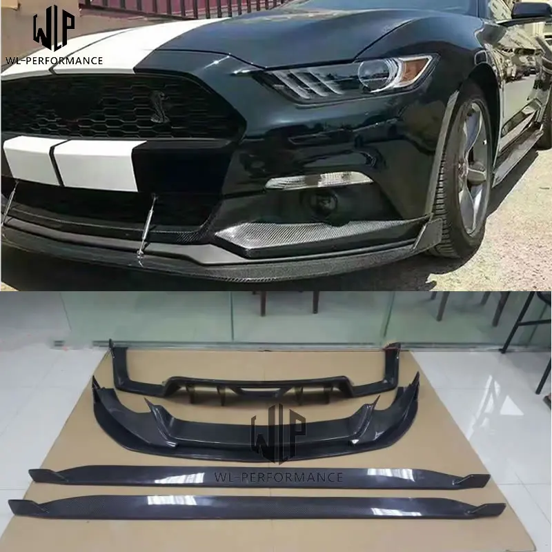 Углеродное волокно Mustang передний бампер для губ задний бампер диффузор для губ боковые юбки автомобильный комплект для кузова для Ford Mustang 15-17 автомобильный Стайлинг использование