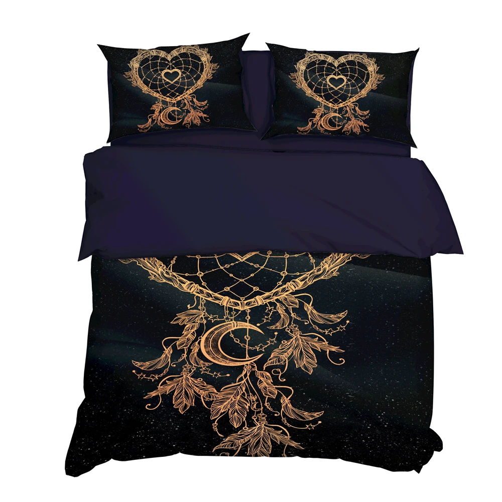

YuXiu 3D Shape of Heart Duvet Covers 3-Pieces Set Black Bedding Sets Bed Linens Cover and Pillowcases King Queen Full Twin size