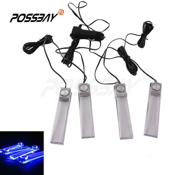 

4 Pieces Car Auto Automobile Vehicle Interior Atmosphere Lights Blue Lamp Decorative Atmosphere Foot Light Lamp Car Styling