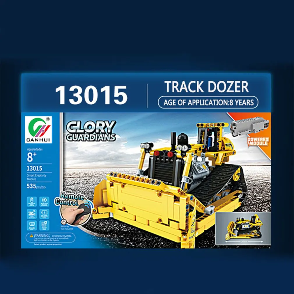 

2019 HOT DIY Building Block RC Crawler Bulldozer Truck Electric RC Car USB Charging For Kids Construction Vehicle Toy Gift