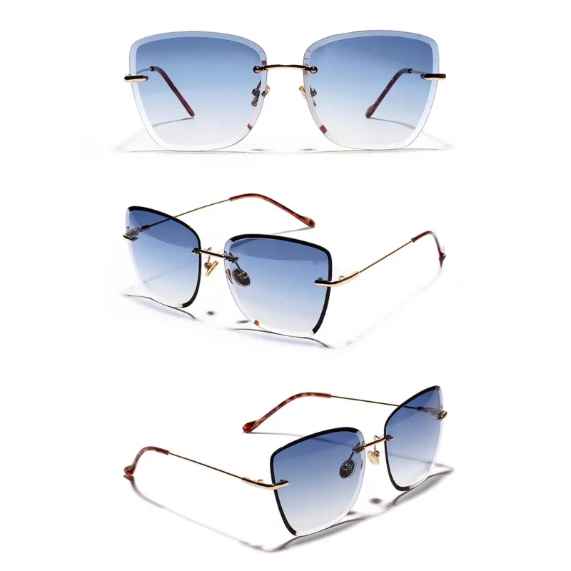Lunette De Soleil, ретро очки с прозрачными прогрессивными цветными линзами, солнцезащитные очки без рамки, цветные Квадратные Солнцезащитные очки с кристаллами - Цвет линз: L