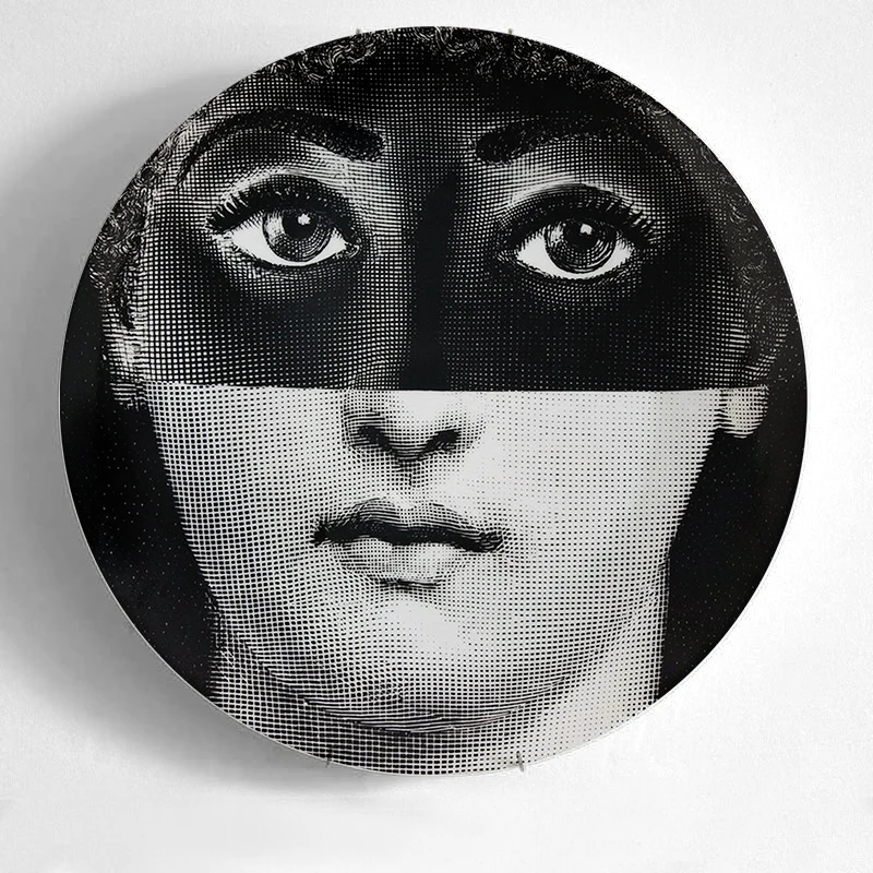 6 Топ Мода Milan rosenthal Piero fornasetti настенные тарелки цвет черный и белый иллюстрации подвесные блюда образец комнаты/дома/отеля украшения - Цвет: 6