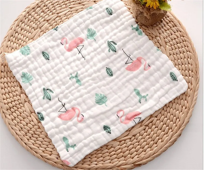 flamingo leaves Большой вес новорожденных 6-ти слойная Косынка из ткани газ хлопковый Биб полотенце из газовой ткани Муслин мочалки салфетки для бани халаты с нагрудником детские мочалки салфетки для бани халаты тертые хлопковые полотенца - Цвет: flamingo leaves