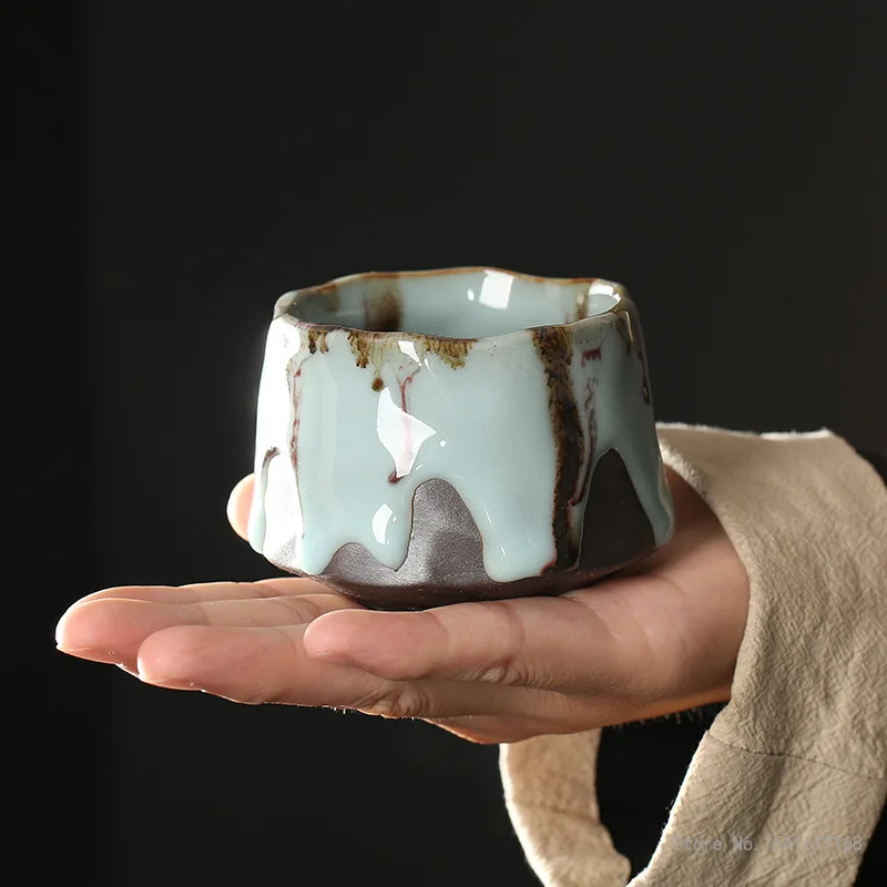 Ceramic Tea Cup Porcelain Tea Cup Ru Kiln Chinese Kung Fu Cup Tea Set 110ml130ml150ml Japanese Style Stoneware Single Cup