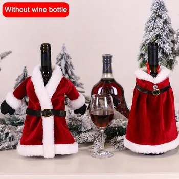 

1pcs Christmas Red Wine Bottle Cover Xmas Set Decoration Is For Ka Christmas Table Skirt Wine Bottle Packaging Wine Bottle Cover