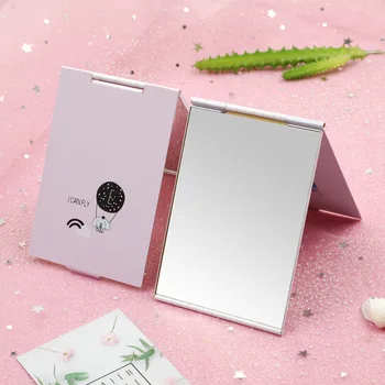 

Mini- Cartoon Ultra-thin Makeup Mirror Vanity Cosmetic 4 Sizes Make Up Pocket Silver Rectangle Foldable Compact Folding Mirrors