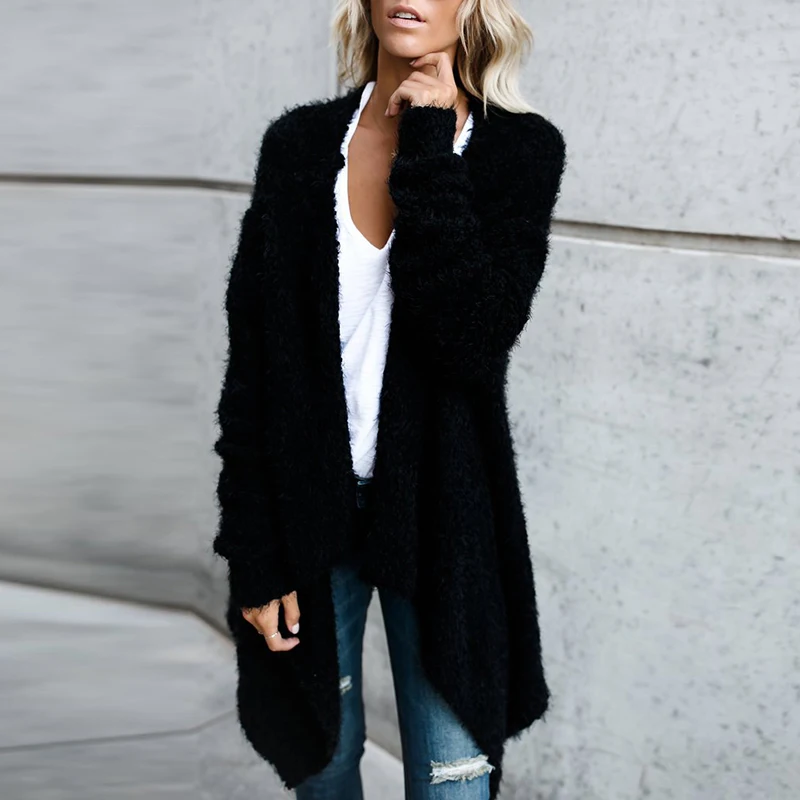 

Women's Cardigan Plush Jacket Long Sleeve Irregular Hem Loose Fashion Tops Winter Warm Fluffy Coat Jacket Casual Sweater