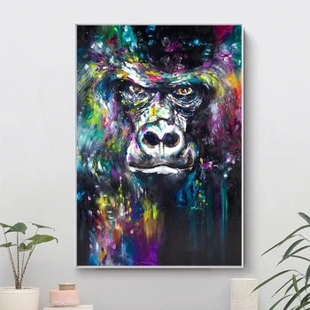 

Graffit Monkey Gorilla Animal Abstract Artwork Oil Painting on Canvas Posters and Print Cuadros Wall Art Picture for Living Room