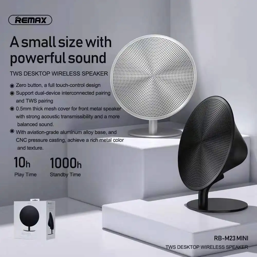 

remax m23mini Desktop Bluetooth speaker Touch key design HiFi sound quality Bluetooth 4.2 TWS Pair Portable speaker