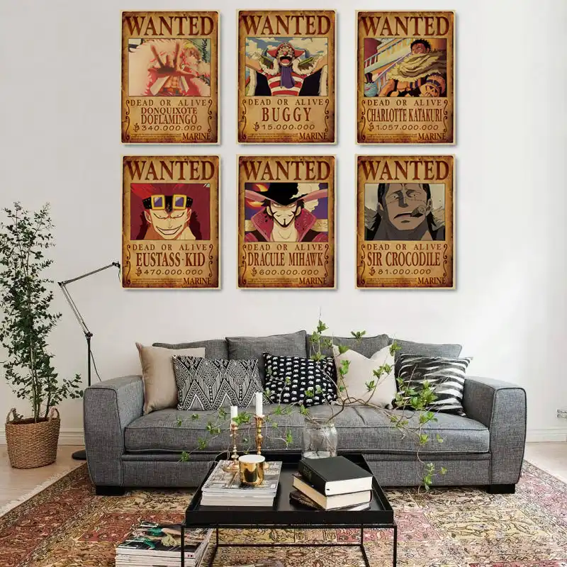 1枚インテリア壁のステッカーヴィンテージ紙ワンピース募集ポスターアニメポスタールフィチョッパー募集キャンバス卸売 絵画 書道 Aliexpress