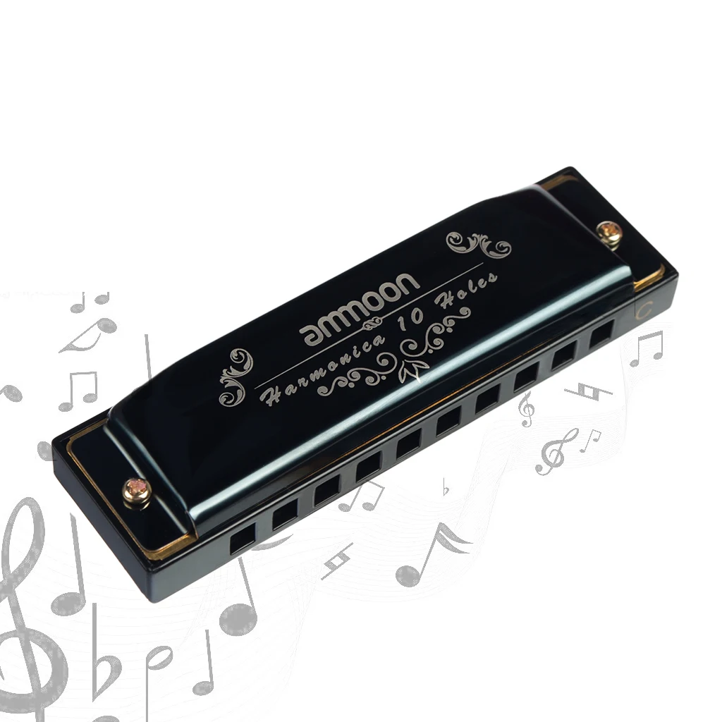 10 Holes 20 Tones Blues Harmonica Beginners Mouth Organ Key of C with Storage Case for Students Children