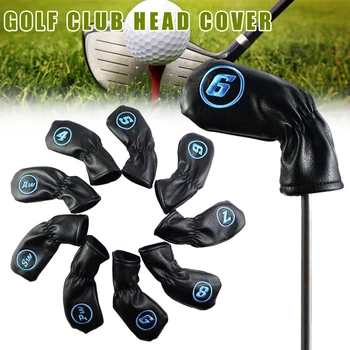 

Hot Golf 9pcs Thick Synthetic Leather Golf Head Covers Set Headcover Durable Waterproof MVI-ing