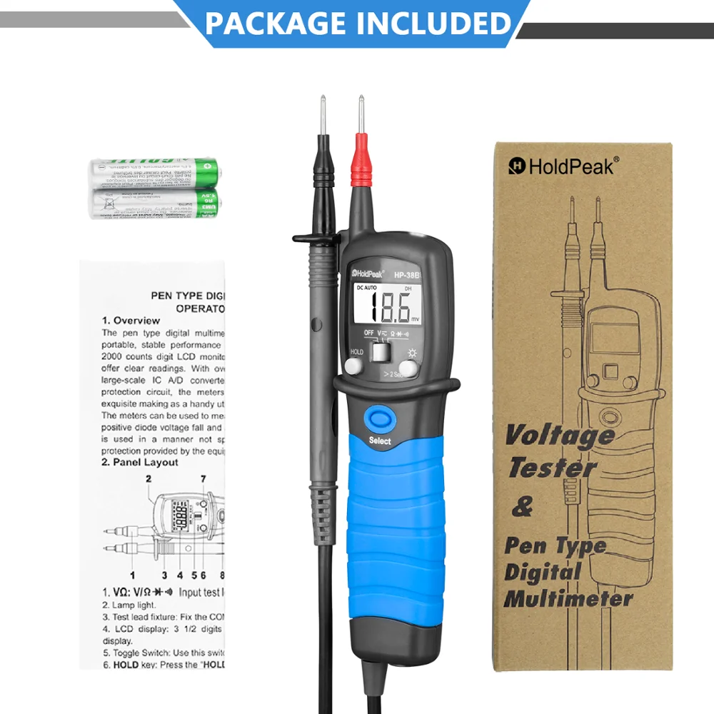 HoldPeak HP-38B прецизионный цифровой мультиметр ручка Тип метр Авто Диапазон ЖК-дисплей Профессиональный AC/DC НАПРЯЖЕНИЕ электронный диод тестер