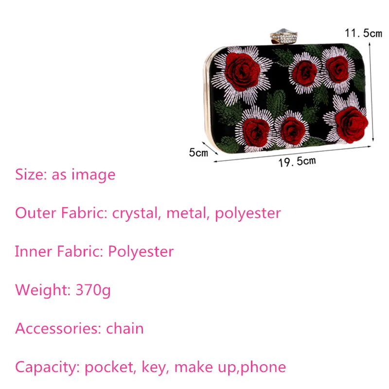 Женская модная сумка винтажная вышивка 3DFlower Роза сумочка со стразами вечерние свадебные женские сумки через плечо полиэстер