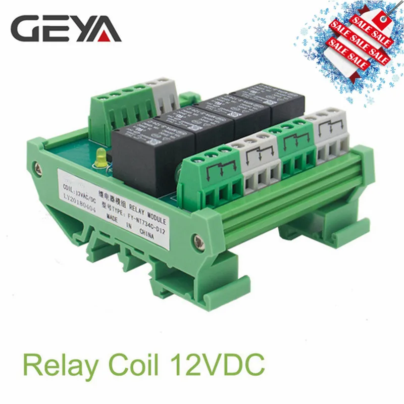 GEYA 4-Канальный Релейный Модуль 1 SPDT DIN рейка крепление 12V 24V DC/AC Интерфейс триггерный релейный модуль для ПЛК