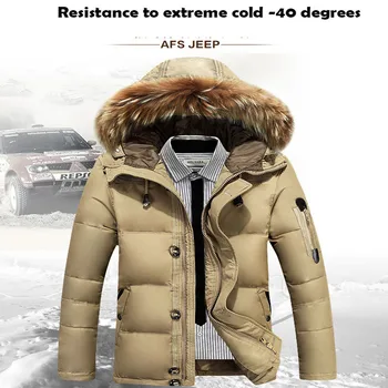 

Men winter waterproof down jacket White Duck Down Jacket men real fur collar cg parkas Hooded Thick Parkas Mujer