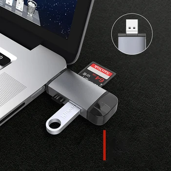 

6 In 1 Multi Memory Card Reader ABS Aluminum Alloy Shell PVC Wire Reader USB 3.0 2 Port HUB High Speed Adapter For XQD CF SD TF