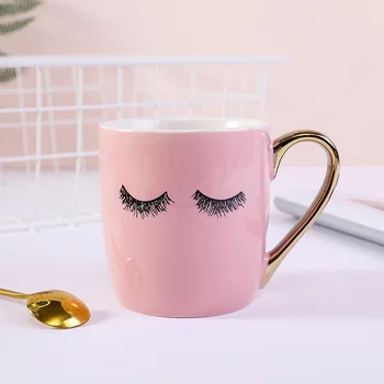 

Pink eyelashes coffee mugs home girl lovely cups and mugs creative mark