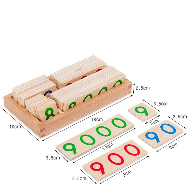 Children's wooden montessori numbers 1-9000 learning card math teaching aids preschool children early education educational toys 6