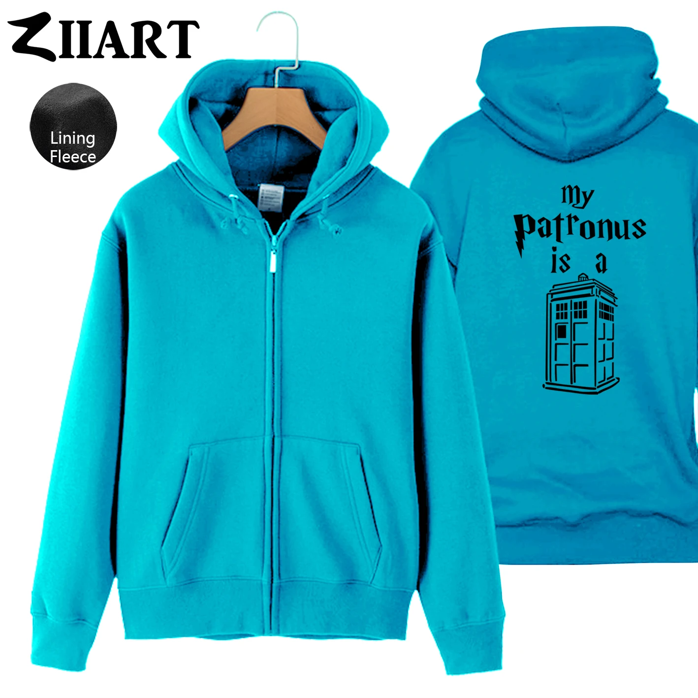 Doctor Who My Patronus-это Tardis, Женская флисовая толстовка на молнии с капюшоном для девушек и женщин, одежда для пар, ZIIART