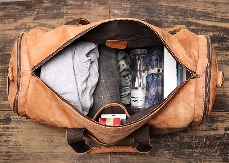 Waliicorners Highend Large Vintage Genuine Leather Business Men Travel Bags Shoulder Messenger Duffle Bag 52 13007868533_1180834914