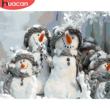

HUACAN Painting By Numbers Christmas DIY Art Snowman Picture Paint On Canvas Hand Painted Oil Drawing Painting Living Room Decor
