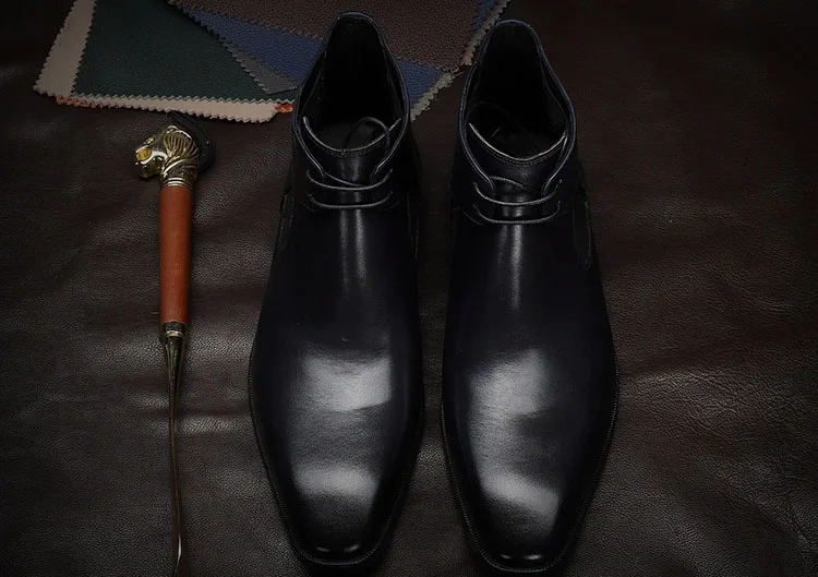 QYFCIOUFU/; модные дизайнерские мужские ботильоны из натуральной коровьей кожи; модельные туфли с высоким берцем на шнуровке; черные классические мужские ботинки