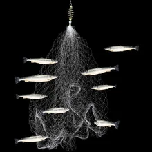 Filet de pêche multi-taille en tissu, lumineux en maille pour poisson, design ressort en cuivre