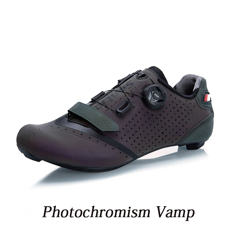 Photochromism SANTIC+ 10 велосипедная обувь из углеродного волокна для шоссейного велосипеда с фотохромом, мужская обувь для гоночного велосипеда, дышащая велосипедная Экипировка - Цвет: Photochromism