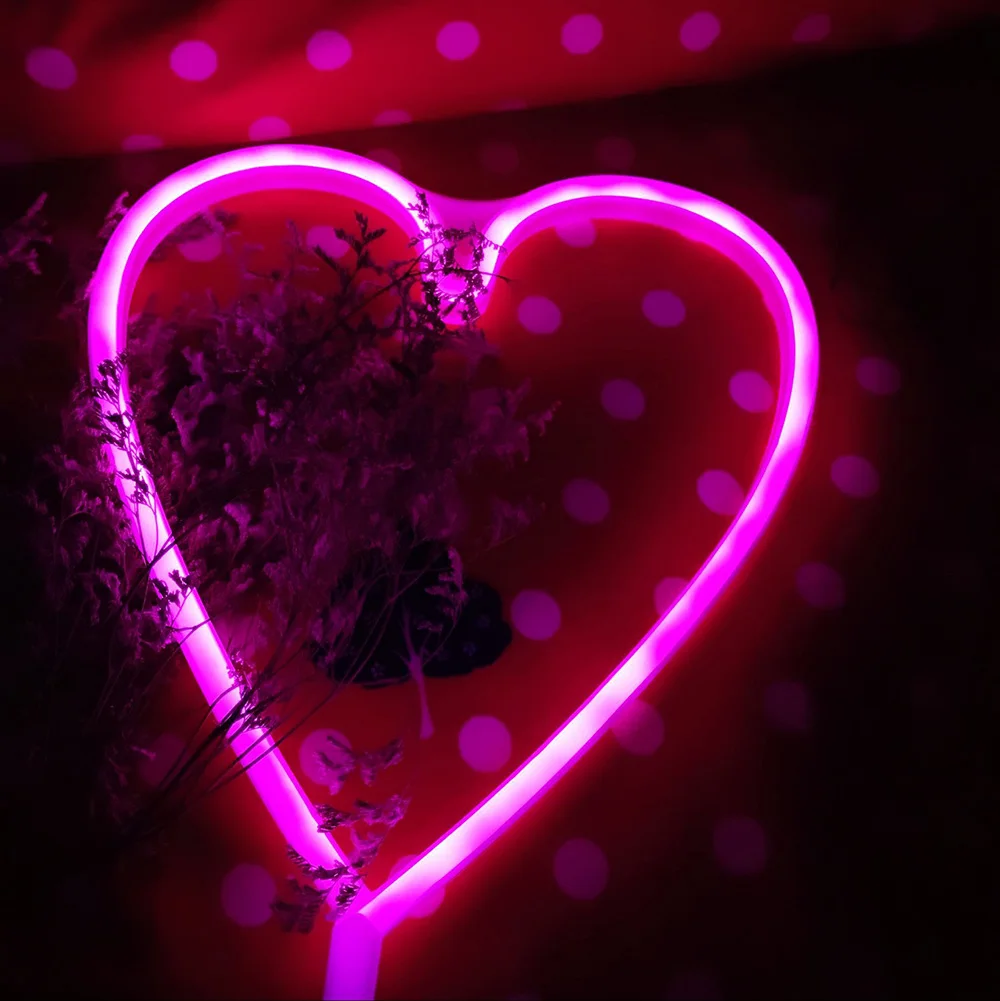 Pink Heart Светодиодный светильник с неоновой вывеской Love, светильник ning Cloud Moon Star, неоновый светильник для фотосъемки, для магазина, свадебного украшения, Рождественский светильник D35 - Испускаемый цвет: Pink Heart